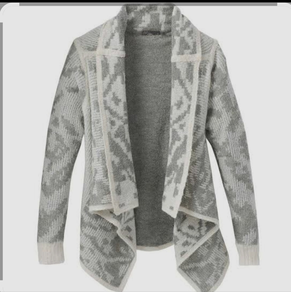 PrAna Alberta Sz XLWool Blend Western Print Cottagecore Open Cardigan Sweater.